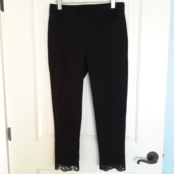 Chico's Brigitte Lace Trim Ankle Pants Black Size 1R/Size 8R - Picture 8 of 11